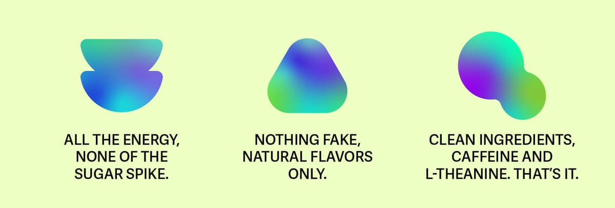 ALL THE ENERGY, NONE OF THE SUGAR SPIKE - NOTHING FAKE, NATURAL FLAVORS ONLY | CLEAN INGREDIENTES, CAFFEINE AND L-THEANINE. THAT'S IT!